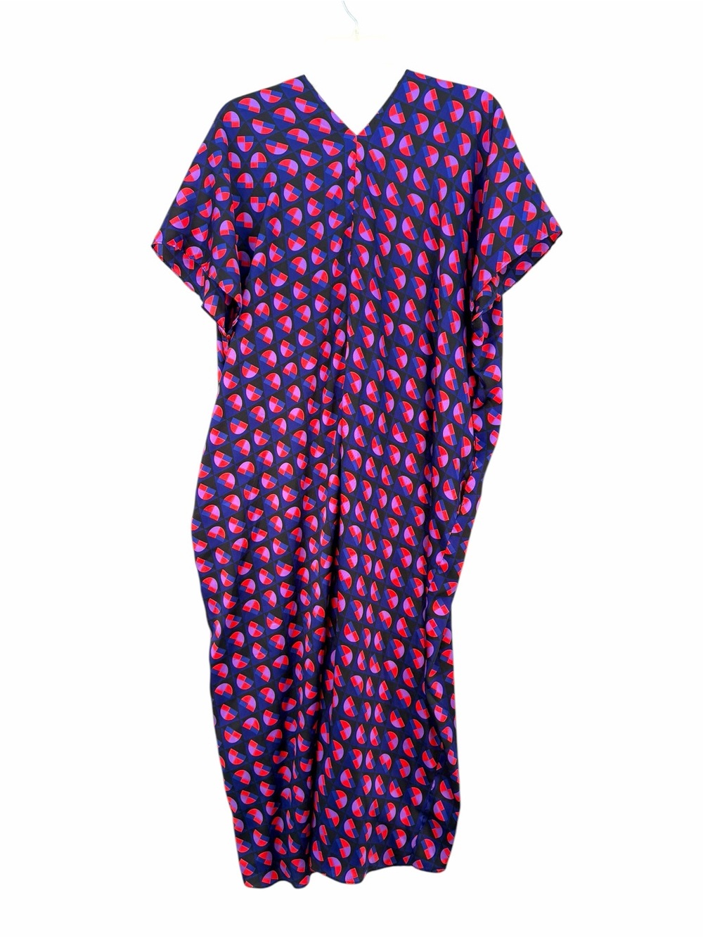 Zara Purple Shift Dress with Pink Geometric Dot Print - Picture 3 of 4